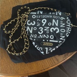 LeSportsac Black and White Heart Bag with Gold Chain